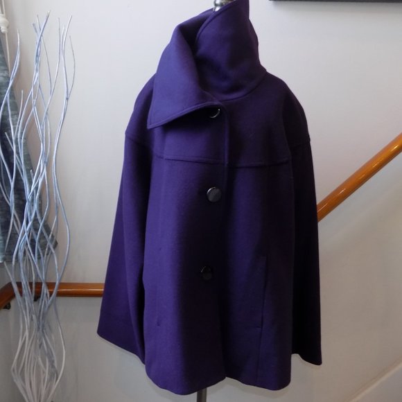 ALFANI Purple Wool Blend Coat Size Large - Picture 2 of 4